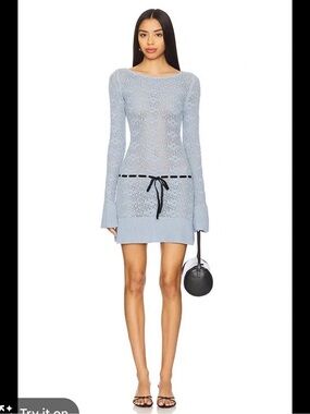 Asta Resort Vivienne Long Sleeve Mini Dress - Light Blue
